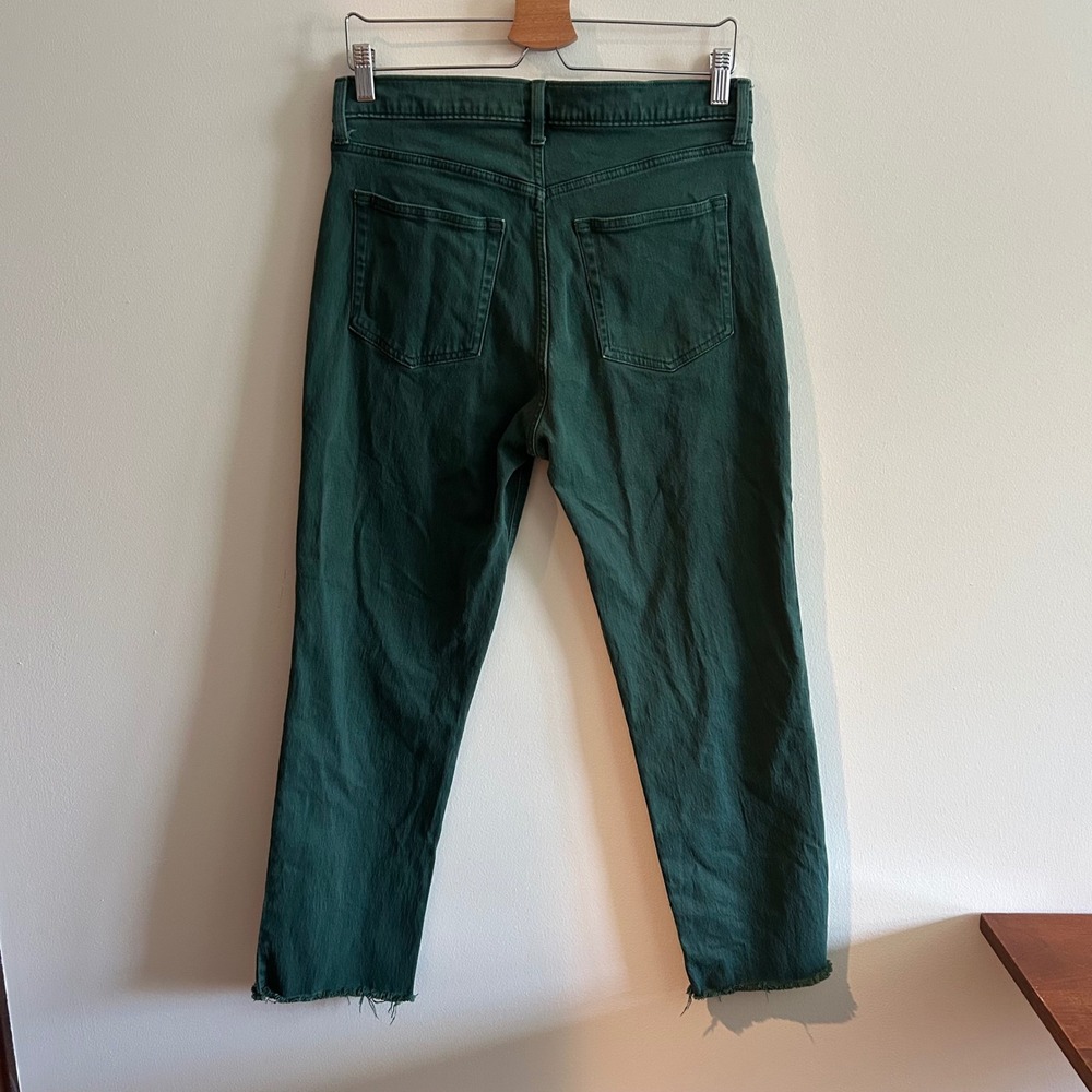 Gap Cheeky Straight Jeans Green 30 10R High Rise Raw Hem Button Fly 406646-00 - Picture 4 of 6
